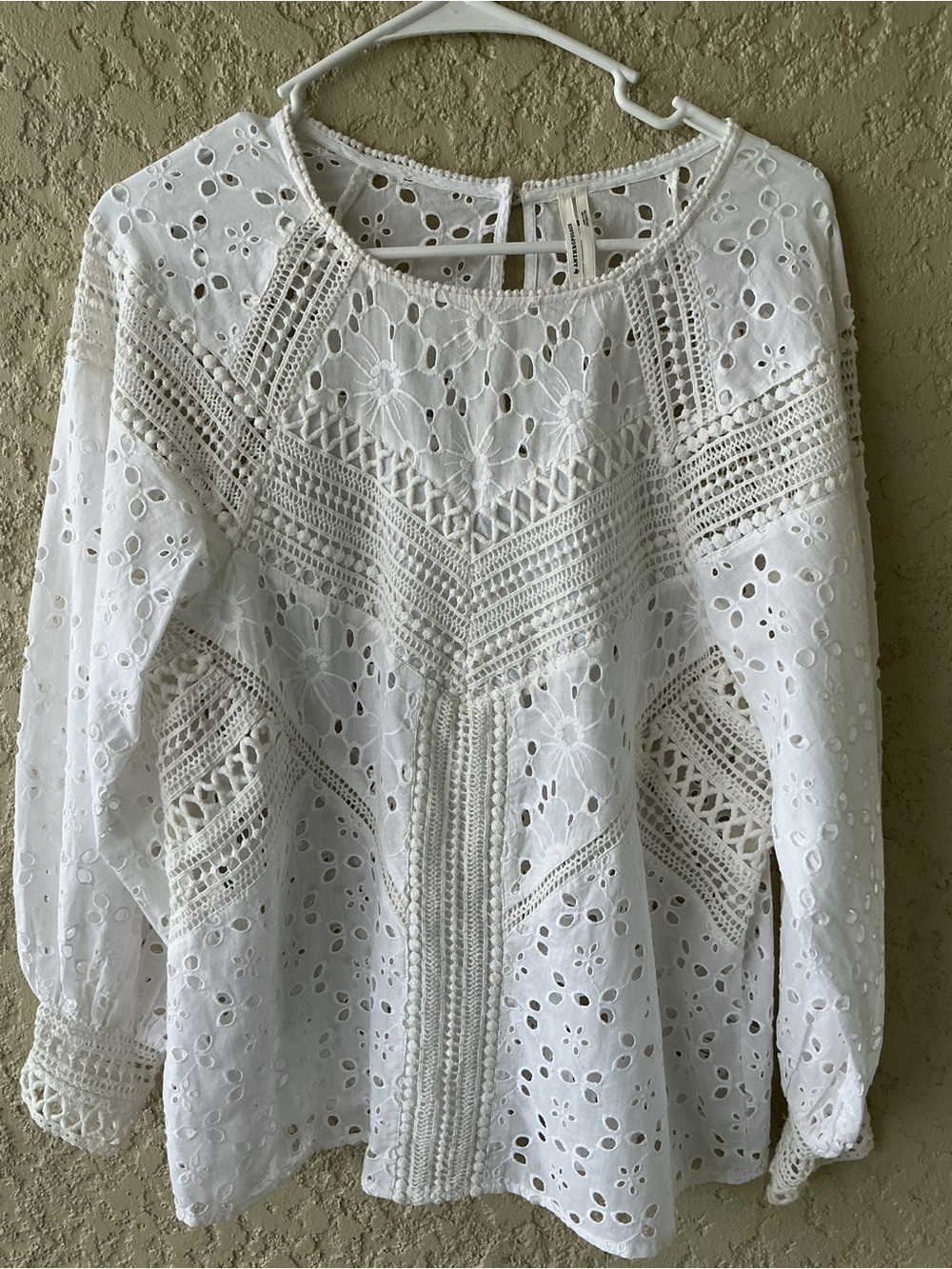 Anthropologie White Eyelet Crochet Blouse